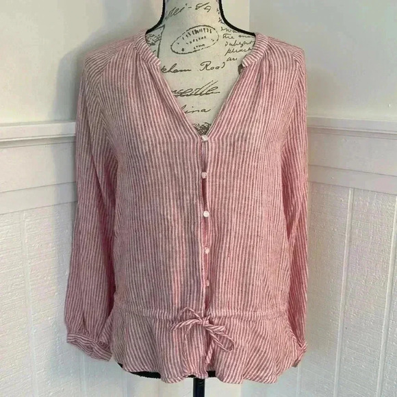Rails Marti Scarlet Striped Women’s Linen Blouse size Medium - Picture 1 of 9